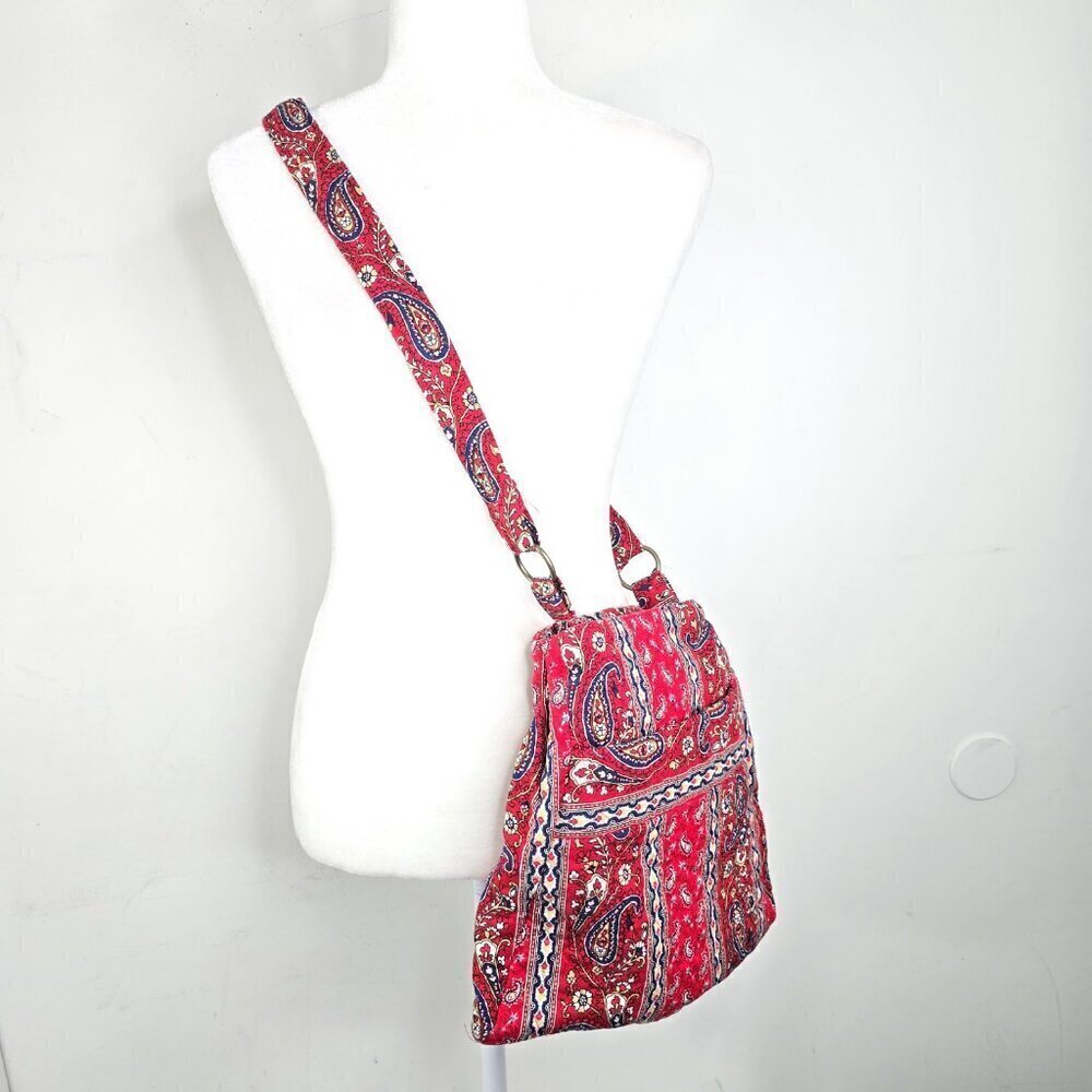 Red Blue Bandana Paisley Quilted REVERSIBLE Patchwork Boho Crossbody Bag